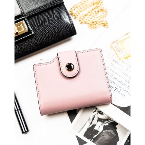 Różowy portfel damski ze skóry ekologicznej z systemem RFID - Peterson