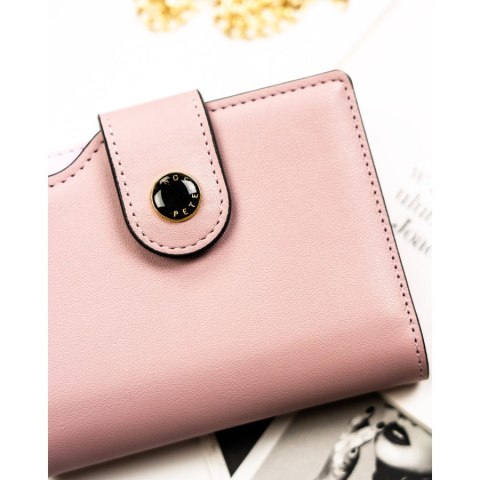 Różowy portfel damski ze skóry ekologicznej z systemem RFID - Peterson