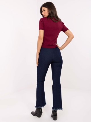 Granatowe jeansy dzwony Italy Moda z postrzępionymi nogawkami – rozmiar XXXL
