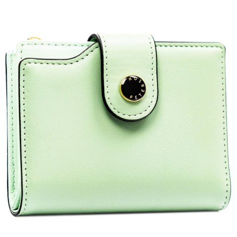 Zielony portfel damski ze skóry ekologicznej zamykany na suwak i zatrzask - Peterson