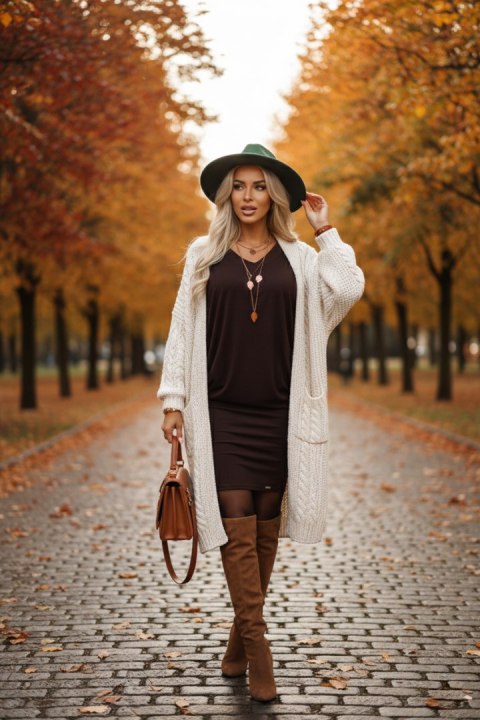 elegancka stylizacja w odcieniu czekoladowym dla kobiet L/XL