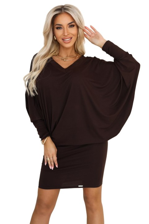 sukienka nietoperz oversize czekoladowa Stylowy Wieszak