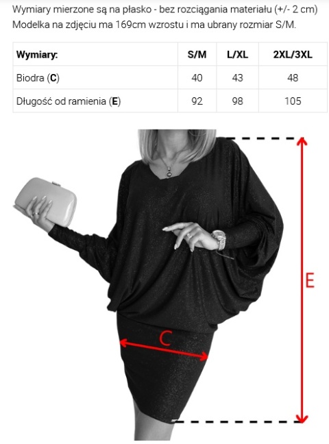 sukienka plus size nietoperzowa oversize z dekoltem V