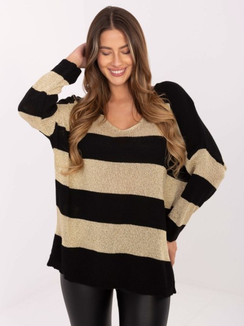 Sweter MI-SW-2909.55 czarno-złoty Sweter MI-SW-2909.55 czarno-złoty