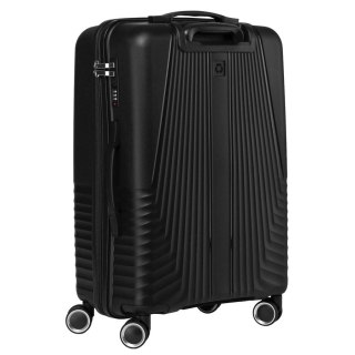 Czarna walizka podróżna w średnim rozmiarze z teleskopowym uchwytem i kółkami obrotowymi - Peterson