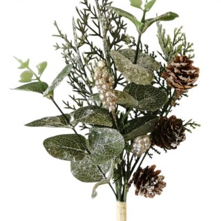 Gałązka świąteczna XXL z szyszkami i brokatem – 33 cm | Boże Narodzenie KSN92