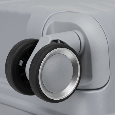 Szara walizka podróżna w średnim rozmiarze z teleskopowym uchwytem i kółkami obrotowymi - Peterson