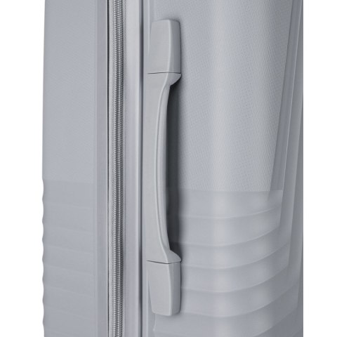 Szara walizka podróżna w średnim rozmiarze z teleskopowym uchwytem i kółkami obrotowymi - Peterson