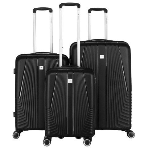 Zestaw walizek podróżnych z tworzywa ABS w czarnym kolorze - Peterson