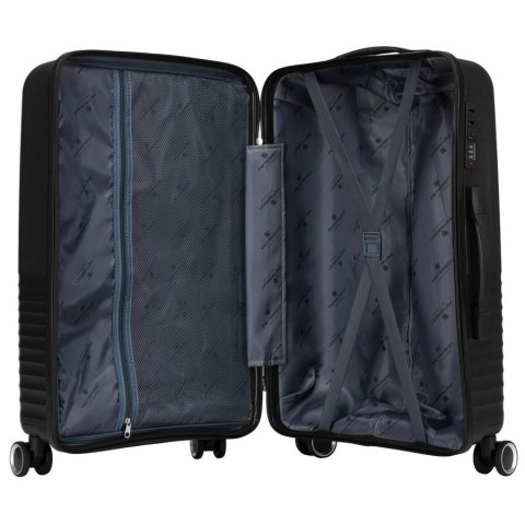 Zestaw walizek podróżnych z tworzywa ABS w czarnym kolorze - Peterson