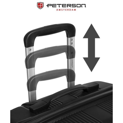 Zestaw walizek podróżnych z tworzywa ABS w czarnym kolorze - Peterson
