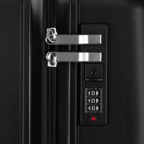 Zestaw walizek podróżnych z tworzywa ABS w czarnym kolorze - Peterson