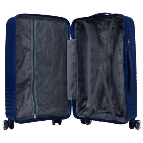 Zestaw walizek podróżnych z tworzywa ABS w granatowym kolorze - Peterson