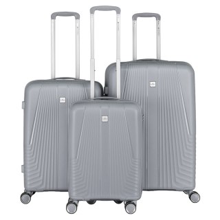 Zestaw walizek podróżnych z tworzywa ABS w szarym kolorze - Peterson