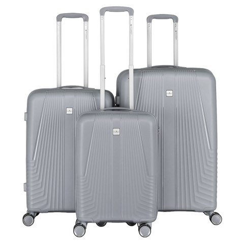 Zestaw walizek podróżnych z tworzywa ABS w szarym kolorze - Peterson