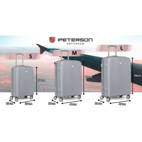 Zestaw walizek podróżnych z tworzywa ABS w szarym kolorze - Peterson
