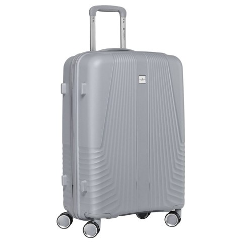 Zestaw walizek podróżnych z tworzywa ABS w szarym kolorze - Peterson