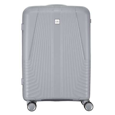 Zestaw walizek podróżnych z tworzywa ABS w szarym kolorze - Peterson