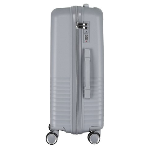 Zestaw walizek podróżnych z tworzywa ABS w szarym kolorze - Peterson