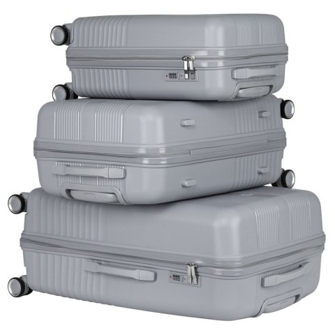 Zestaw walizek podróżnych z tworzywa ABS w szarym kolorze - Peterson