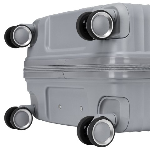 Zestaw walizek podróżnych z tworzywa ABS w szarym kolorze - Peterson