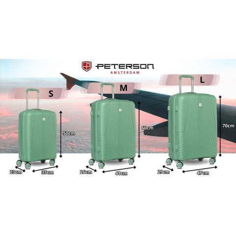Zestaw walizek podróżnych z tworzywa ABS w zielonym kolorze - Peterson