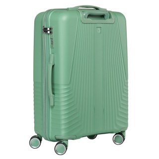 Zielona walizka podróżna w średnim rozmiarze z teleskopowym uchwytem i kółkami obrotowymi - Peterson