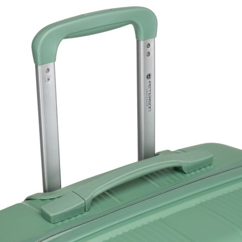 Zielona walizka podróżna w średnim rozmiarze z teleskopowym uchwytem i kółkami obrotowymi - Peterson