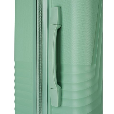 Zielona walizka podróżna w średnim rozmiarze z teleskopowym uchwytem i kółkami obrotowymi - Peterson