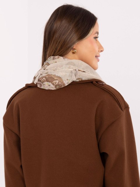 Stylowa chusta damska beżowa z frędzlami