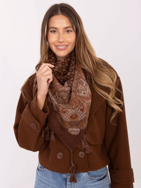 Stylowa chusta damska brązowa z wzorem