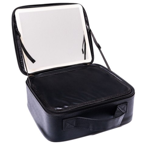 Czarna szkatułka na biżuterię wykonana ze skóry ekologicznej, zamykana suwakiem - Peterson