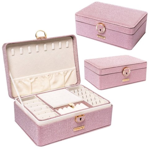 Elegancka szkatułka w różowym kolorze zamykana na zatrzask i kluczykiem - Peterson