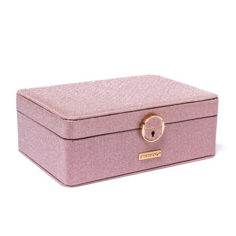 Elegancka szkatułka w różowym kolorze zamykana na zatrzask i kluczykiem - Peterson