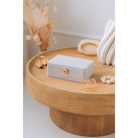 Elegancka szkatułka w srebrnym kolorze zamykana na zatrzask i kluczykiem - Peterson