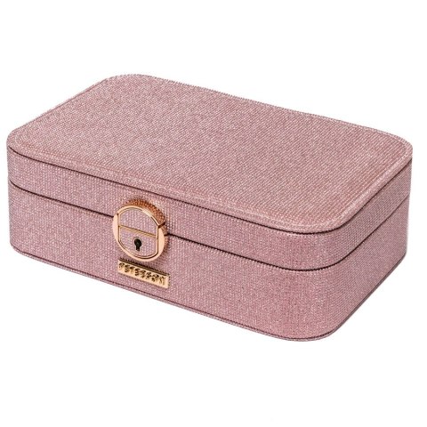 Pojemna, elegancka szkatułka w różowym kolorze zamykana kluczykiem - Peterson