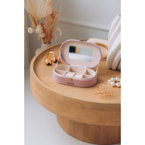 Różowa szkatułka na biżuterię z wbudowanym lusterkiem - Peterson