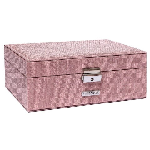 Różowa szkatułka na biżuterię zamykana na kluczyk i zatrzask - Peterson