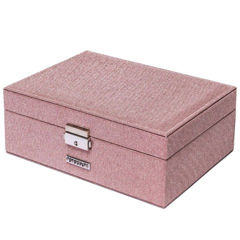 Różowa szkatułka na biżuterię zamykana na kluczyk i zatrzask - Peterson