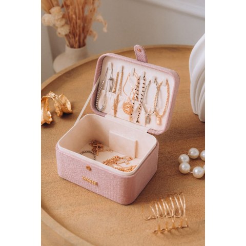 Różowa szkatułka na biżuterię zamykana zamkiem magnetycznym - Peterson