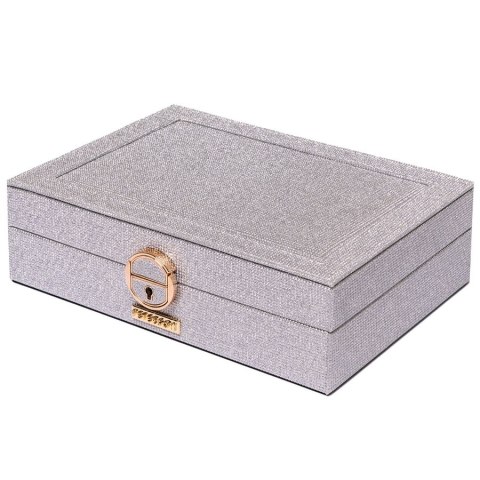Srebrna szkatułka na biżuterię zamykana kluczykiem i zatrzaskiem - Peterson