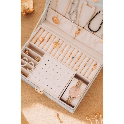 Srebrna szkatułka na biżuterię zamykana kluczykiem i zatrzaskiem - Peterson