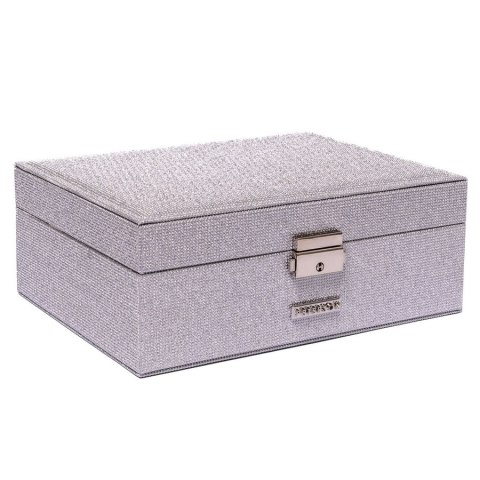 Srebrna szkatułka na biżuterię zamykana na kluczyk i zatrzask - Peterson