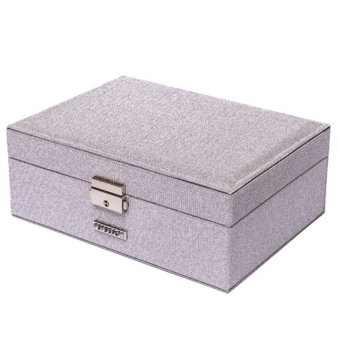 Srebrna szkatułka na biżuterię zamykana na kluczyk i zatrzask - Peterson