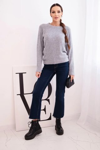 Sweter damski z baby alpaki z długim rękawem jasno szary