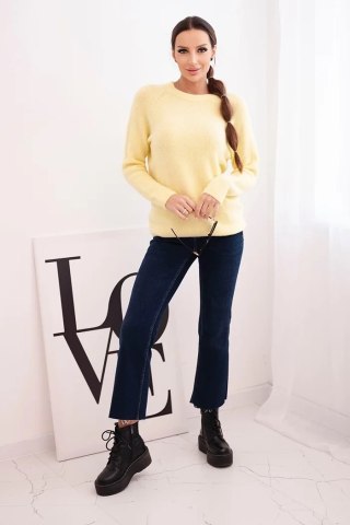 Sweter damski z baby alpaki z długim rękawem żółty