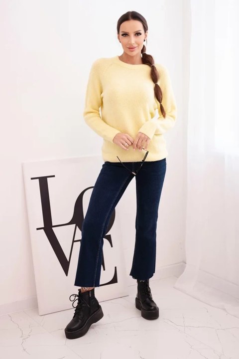 Sweter damski z baby alpaki z długim rękawem żółty