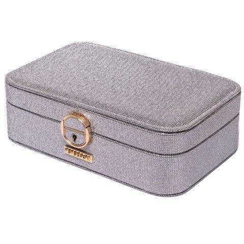 Szara, elegancka szkatułka na biżuterię zamykana kluczykiem - Peterson