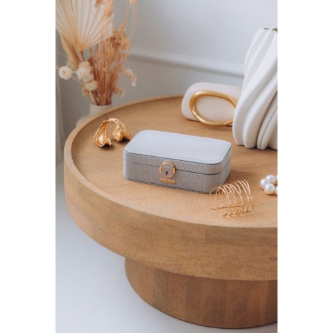 Szara, elegancka szkatułka na biżuterię zamykana kluczykiem - Peterson