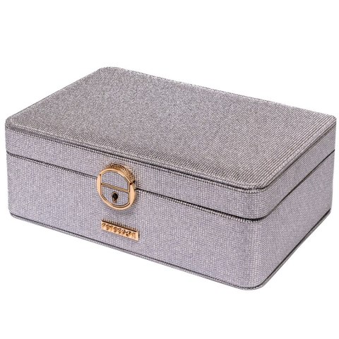 Szara, elegancka szkatułka zamykana na zatrzask i kluczykiem - Peterson